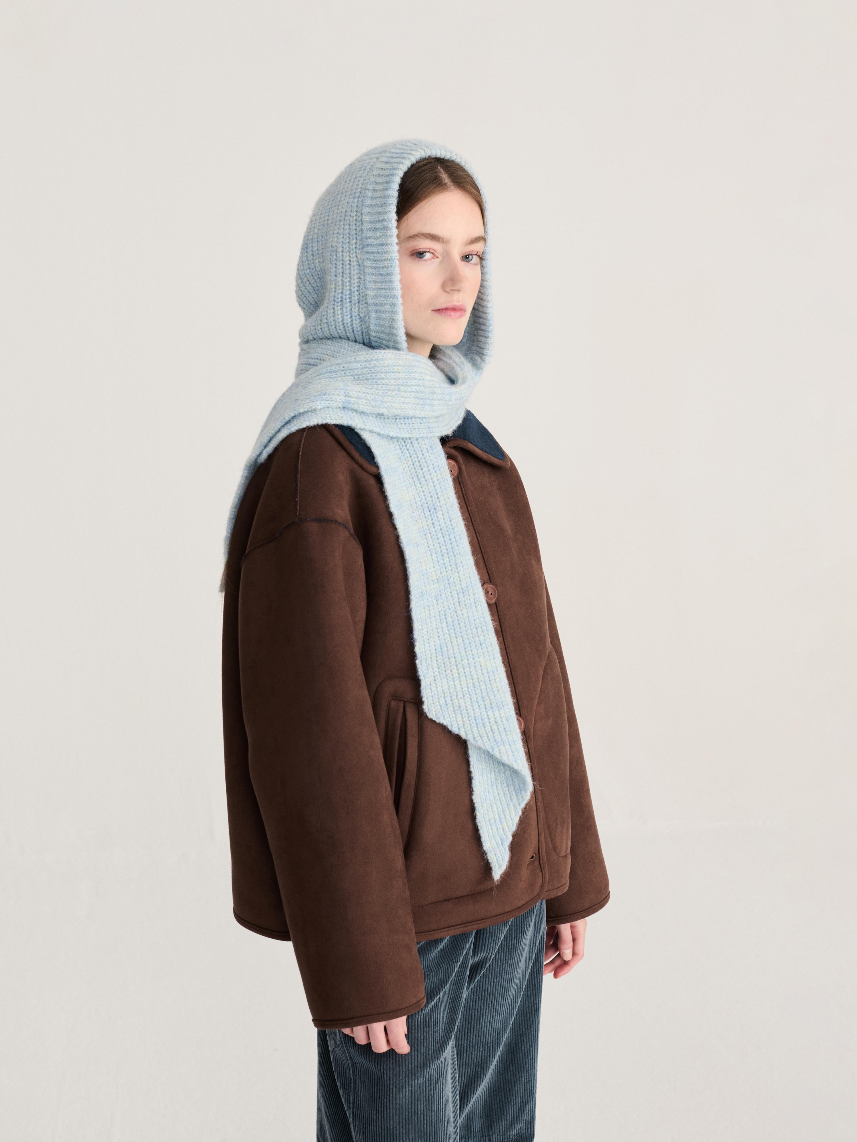 Bobo Choses Knitted Hooded Scarf Blue Unisex Schal Wolle hellblau